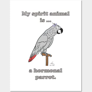 My Spirit Animal is a Hormonal Parrot African Grey Woman Posters and Art